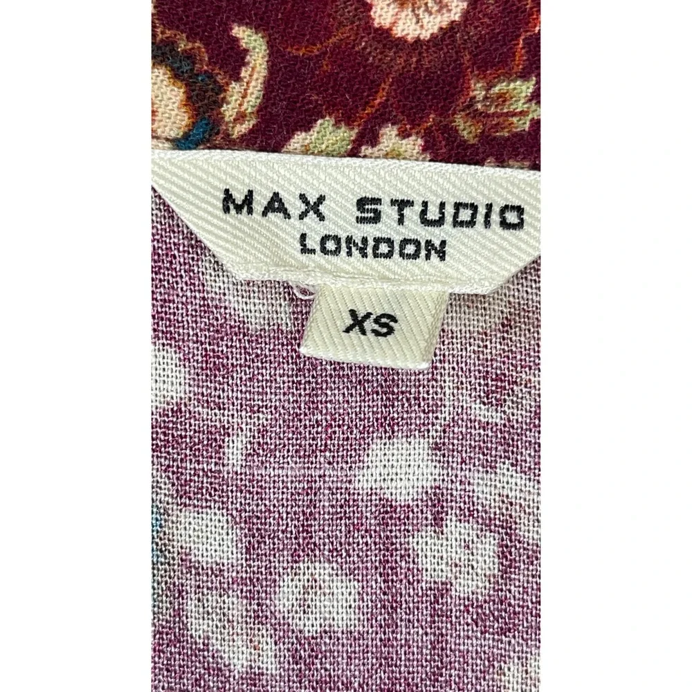 Max Studio Boho Floral Maxi Dress XS Pockets Flowy Earthy Cottagecore Praire